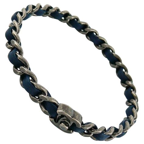 chanel turnlock leather & chain bracelet